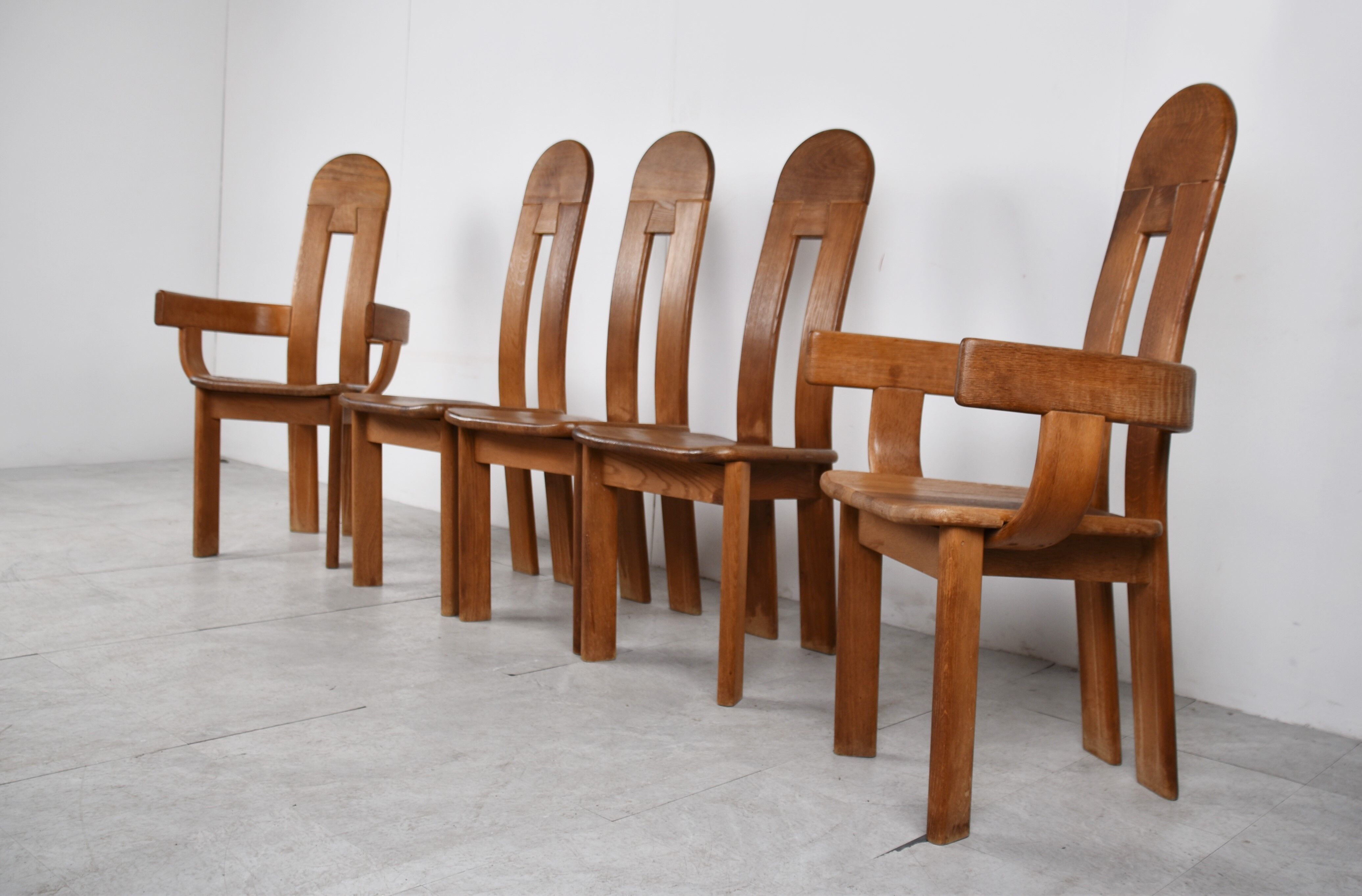 Vintage brutalist dining chairs by De Puydt, 1960s