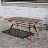 Italian Glass-Wood and Metal Dining Table - Italian Design Dinner Table - 8