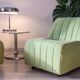 Armchair 1980s water green wool fabric