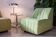 Armchair 1980s water green wool fabric