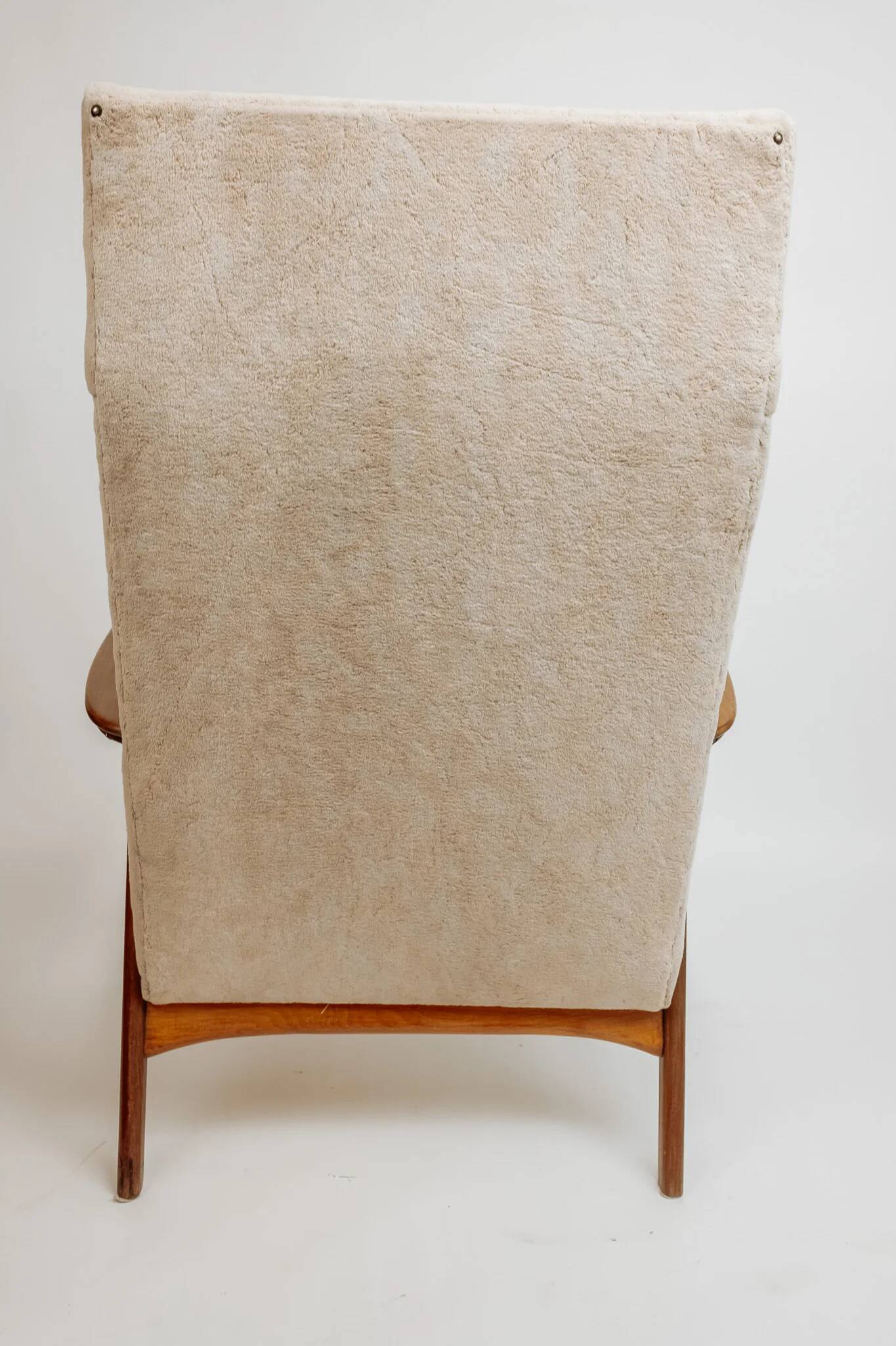 Vintage teak armchair, 1960s - Beige upholstery