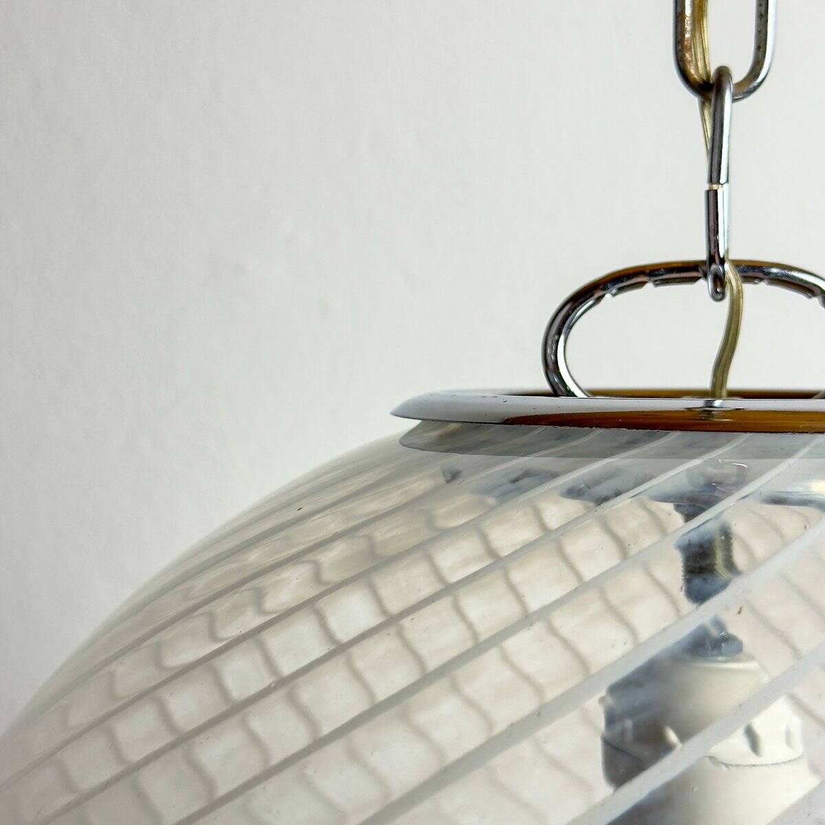 Vintage Swirl Murano pendant lamp, Italy, 1970s
