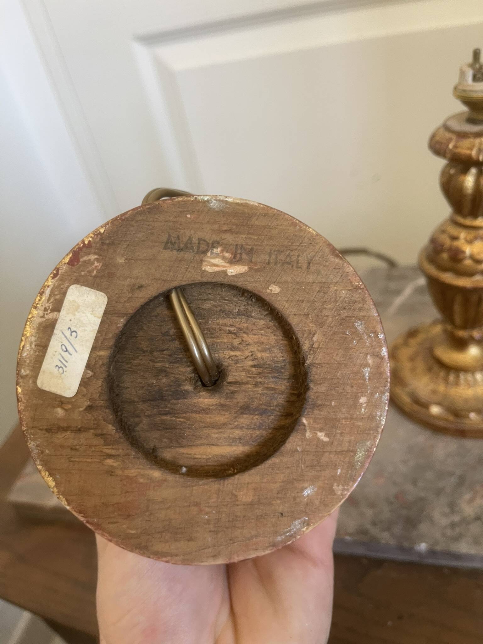 Antique Pair of Wooden Gilded Candle Holders 19th Century
