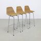 3x bar stool in rattan and chrome by rohé noordwolde, 1960s