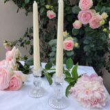 Paire de bougeoirs en verre