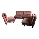 Steiner living room in brown velvet, 1970