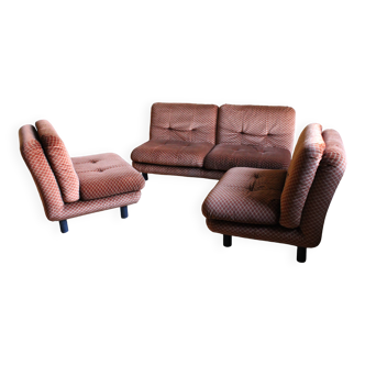 Steiner living room in brown velvet, 1970