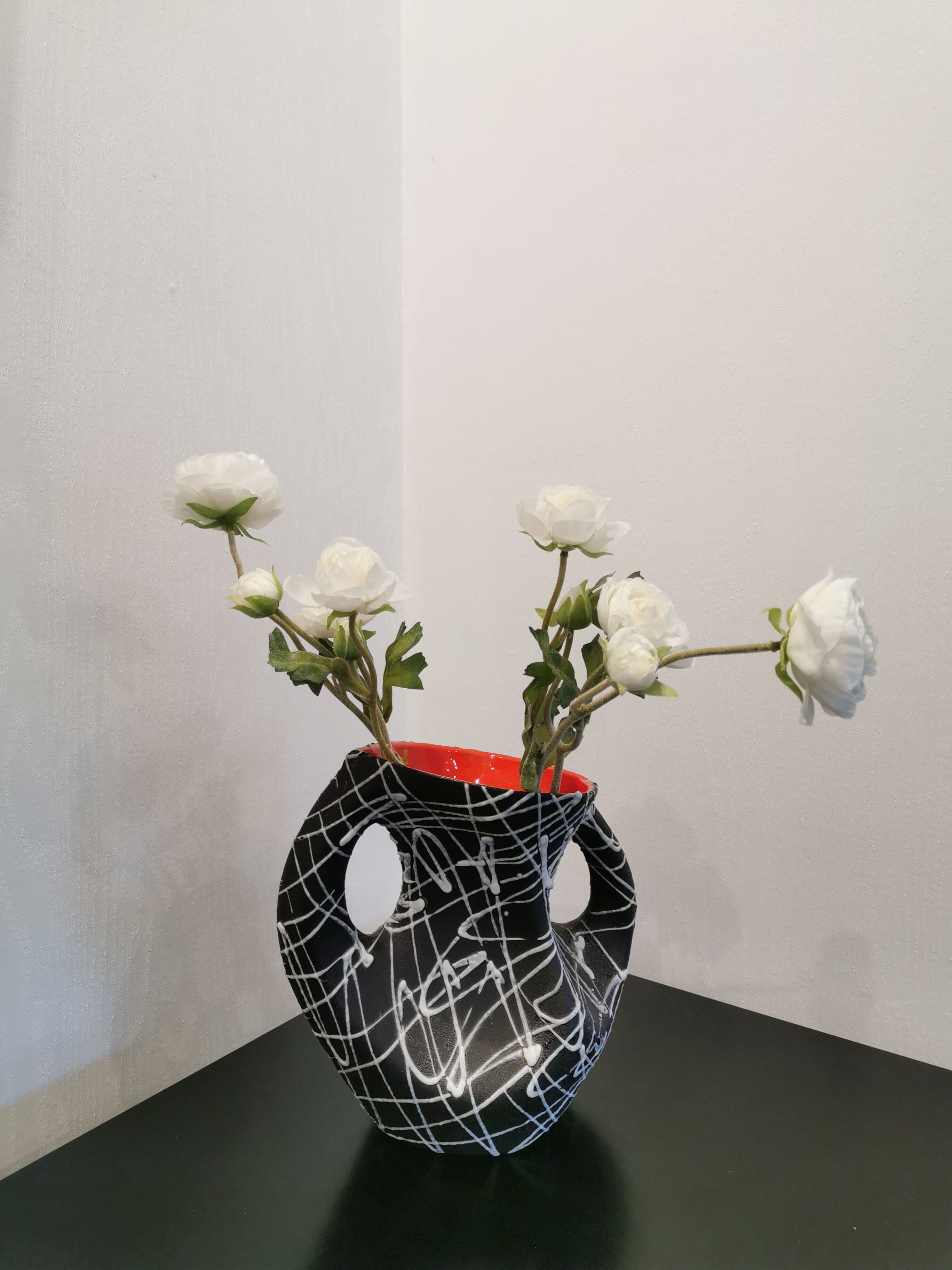 Vase two handles tricolor vallauris