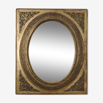 Ancien miroir ovale Napoléon III 52x42cm