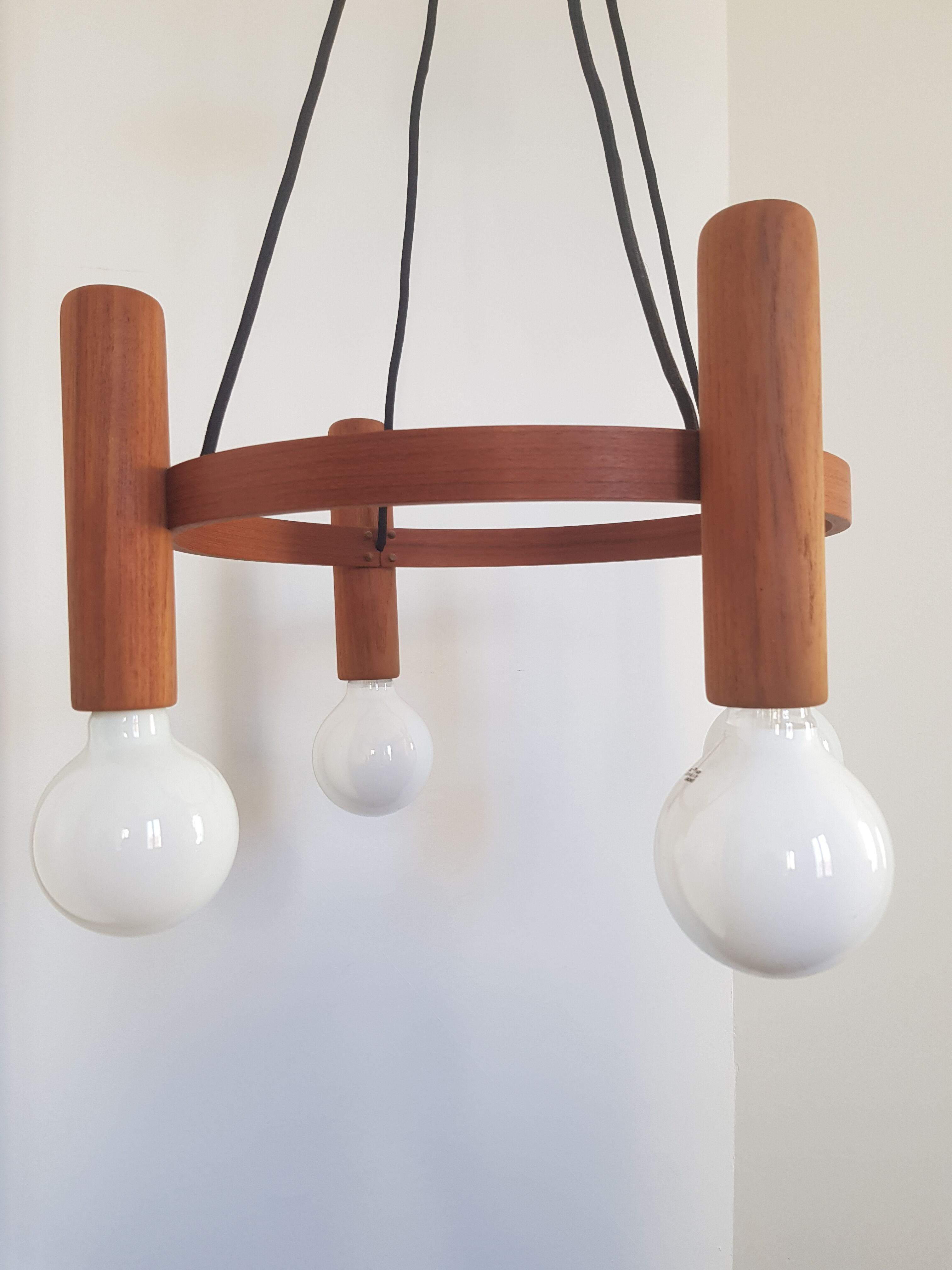 Vintage teak pendant light