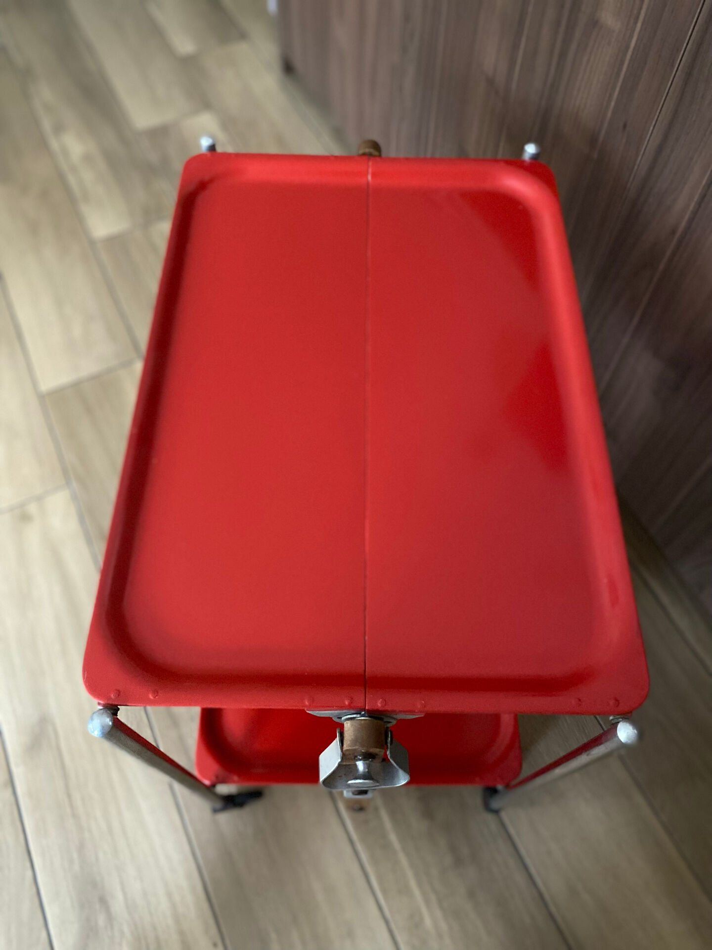 Service trolley rolling table Platex Textable red 70s Space Age