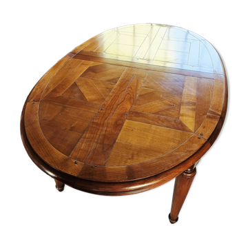 Solid cherry wood dining table with extension – classic style