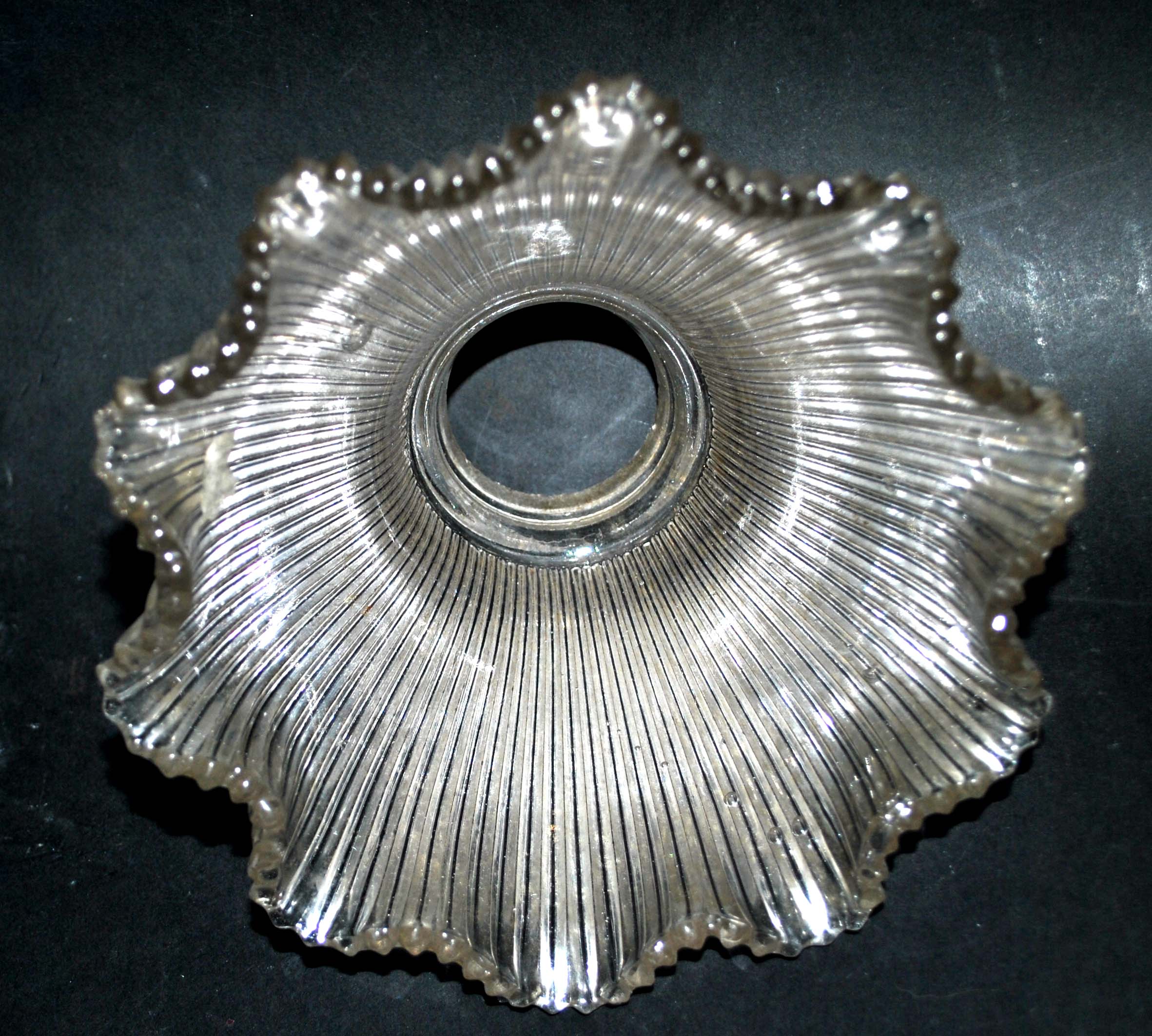 Tulip Striated molded pressed glass lamp cup