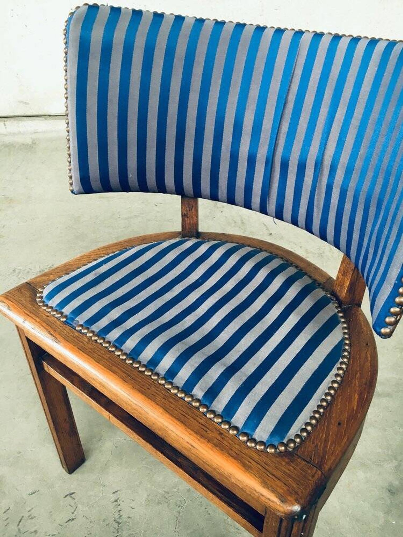 Set of Art Deco Curved Back Side Chairs, France, 1930s