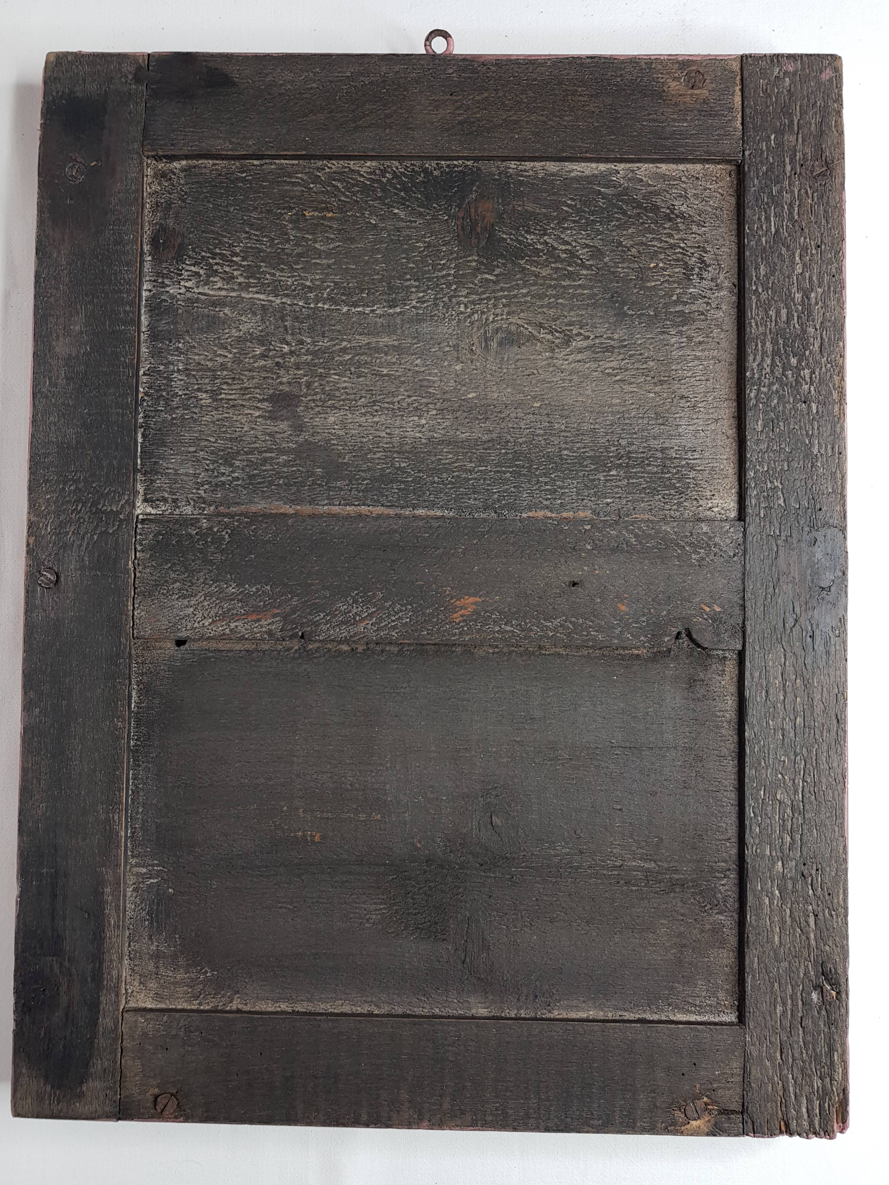 Old rectangular mirror, old pink color, silver patina 50 cm