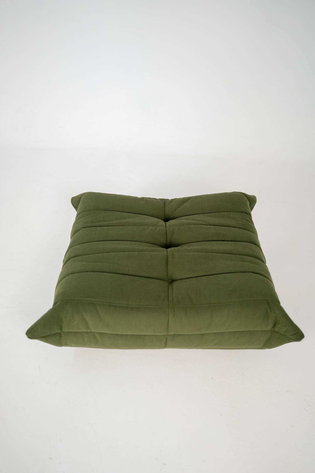 Togo set of armchair and pouf in khaki corduroy