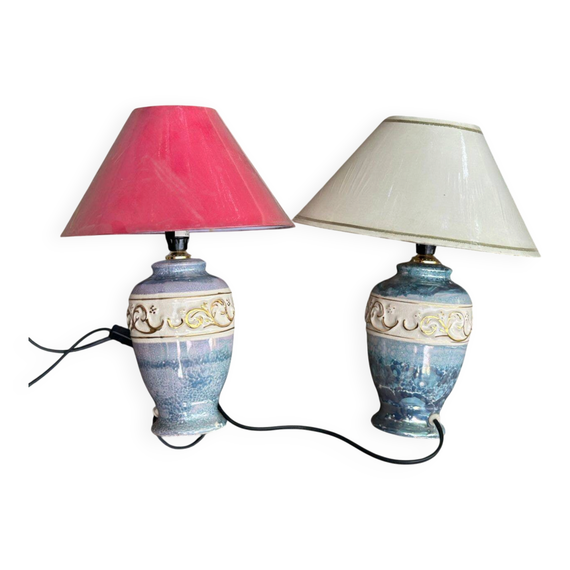 2 vintage ceramic bedside lamps from the 1970s.