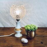 Porcelain table lamp and glass globe