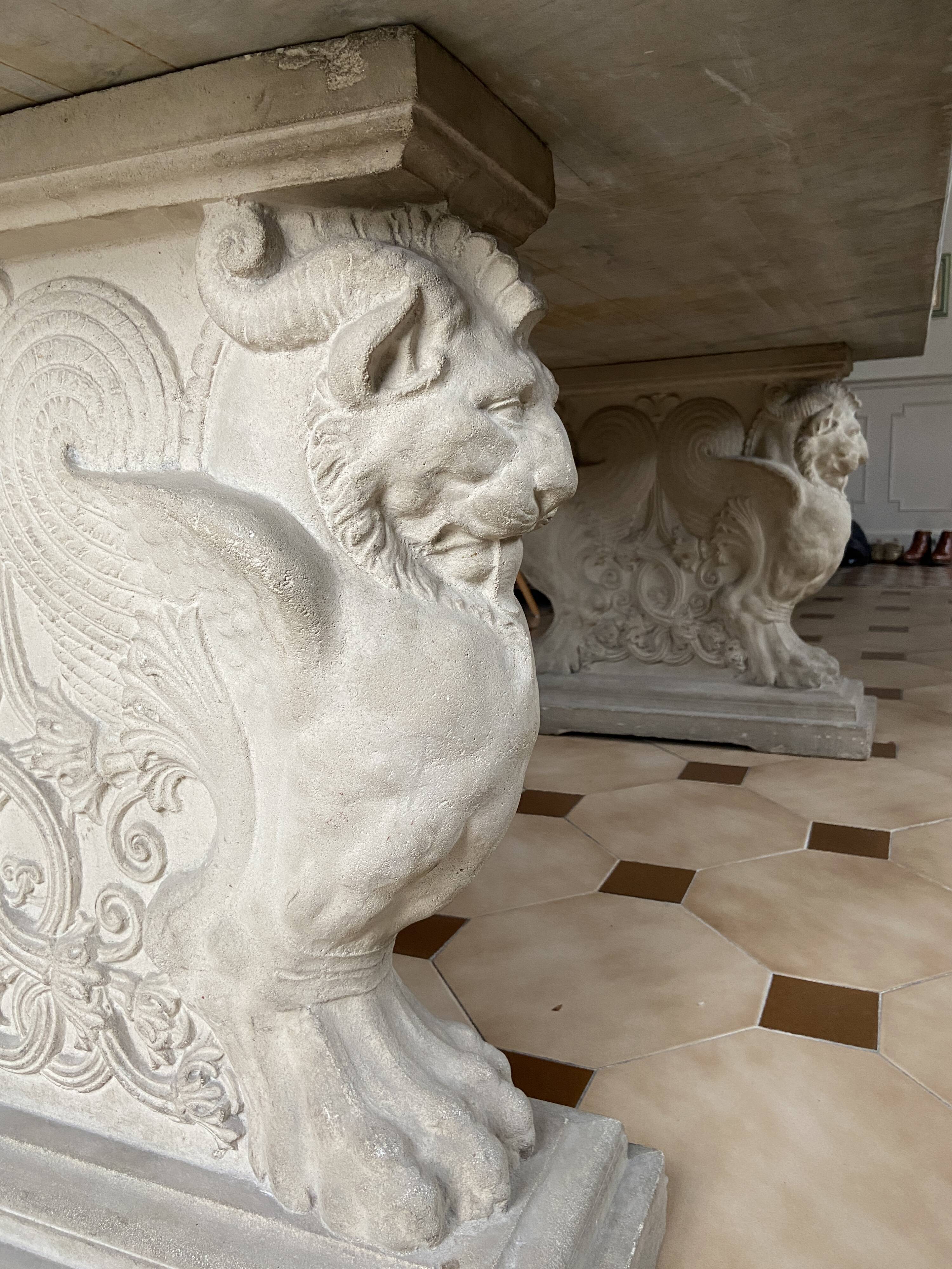 Jean-Charles Moreux style marble and stone table