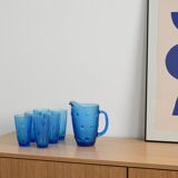 Set of glass and jug, Italian design, 1970s, made in Italy