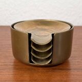 Stackable Austrian brass ashtrays in mid-century style, 1960, set of 5.