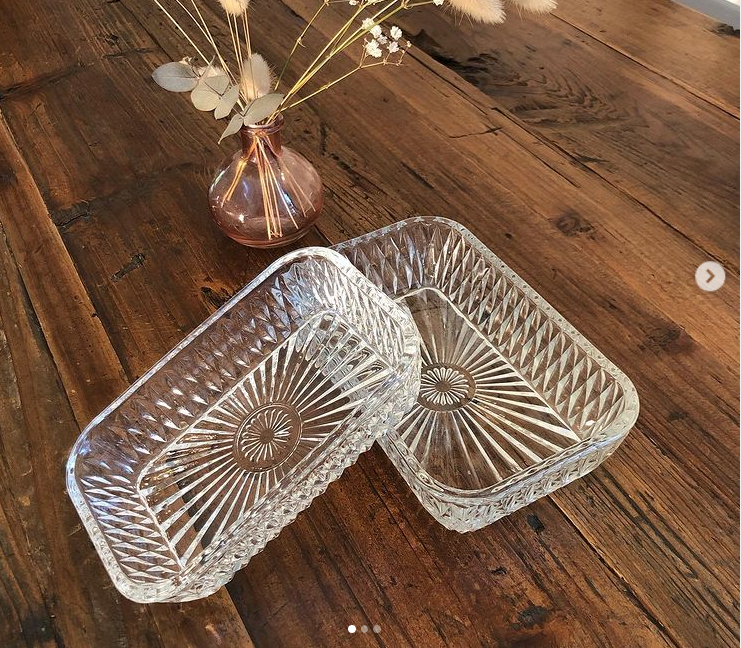 Paire de ramequins en verre ciselé « made in France »