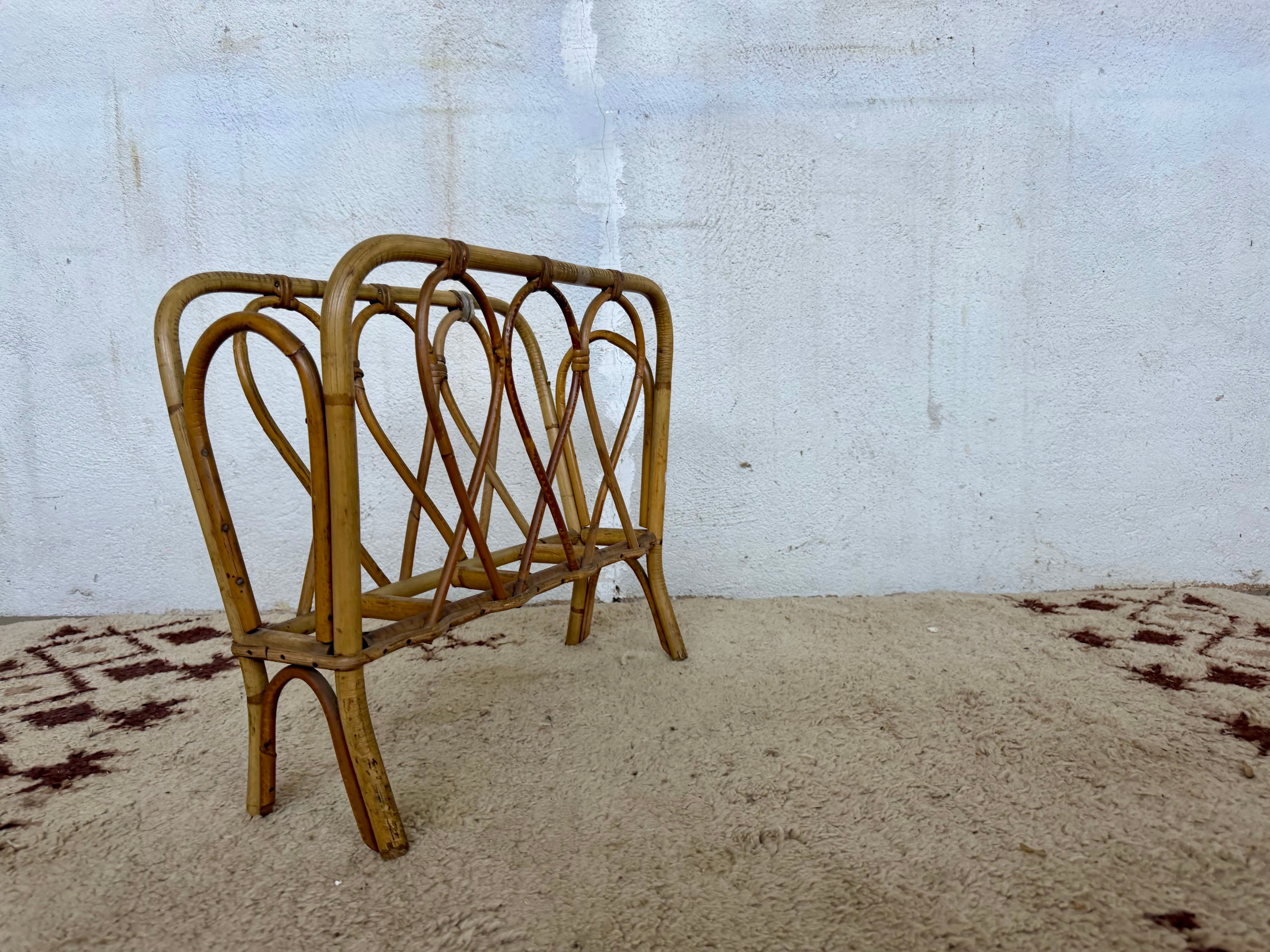 Rattan magazine rack
