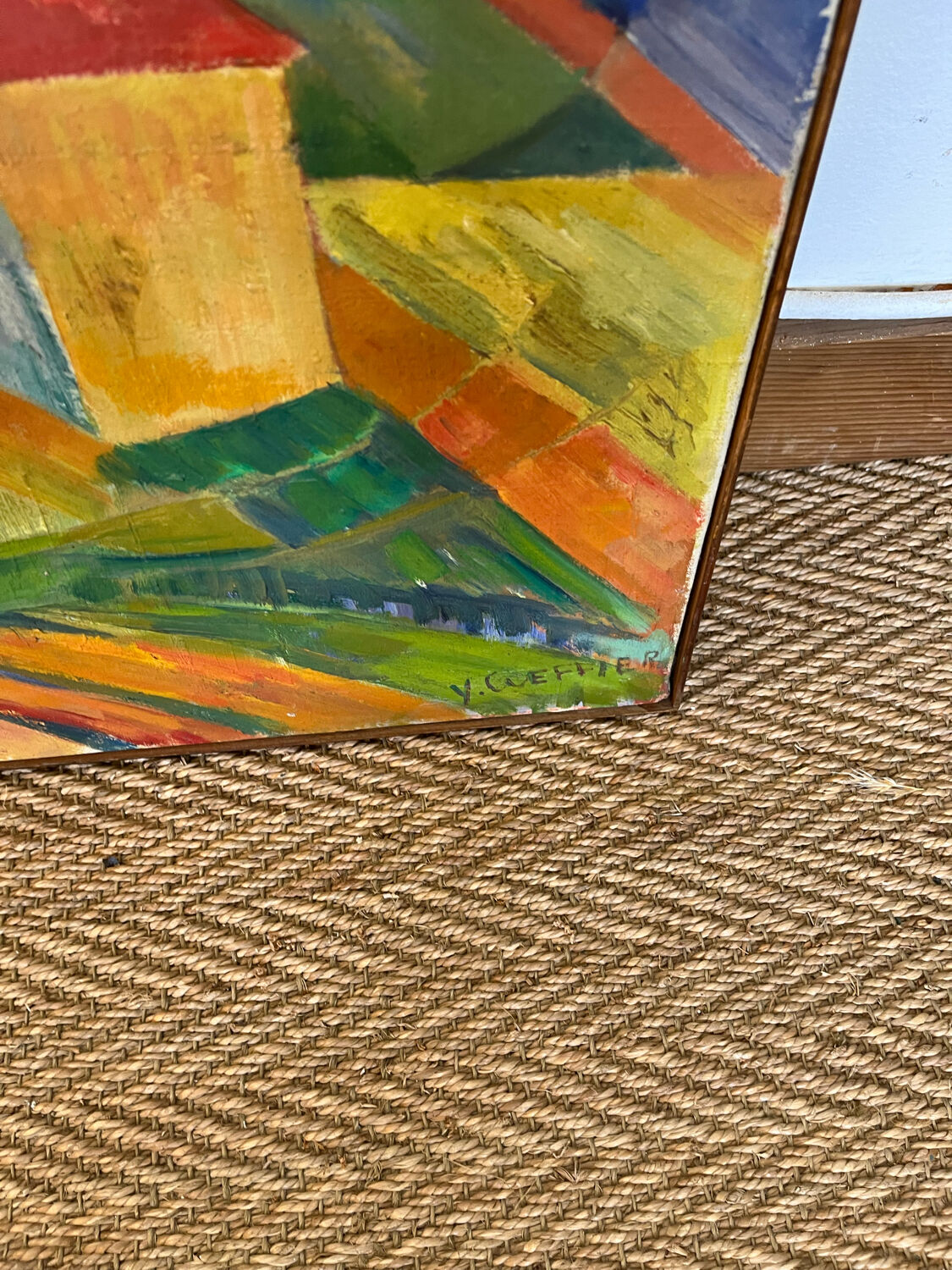 Contemporary painting cubist landscape on canvas