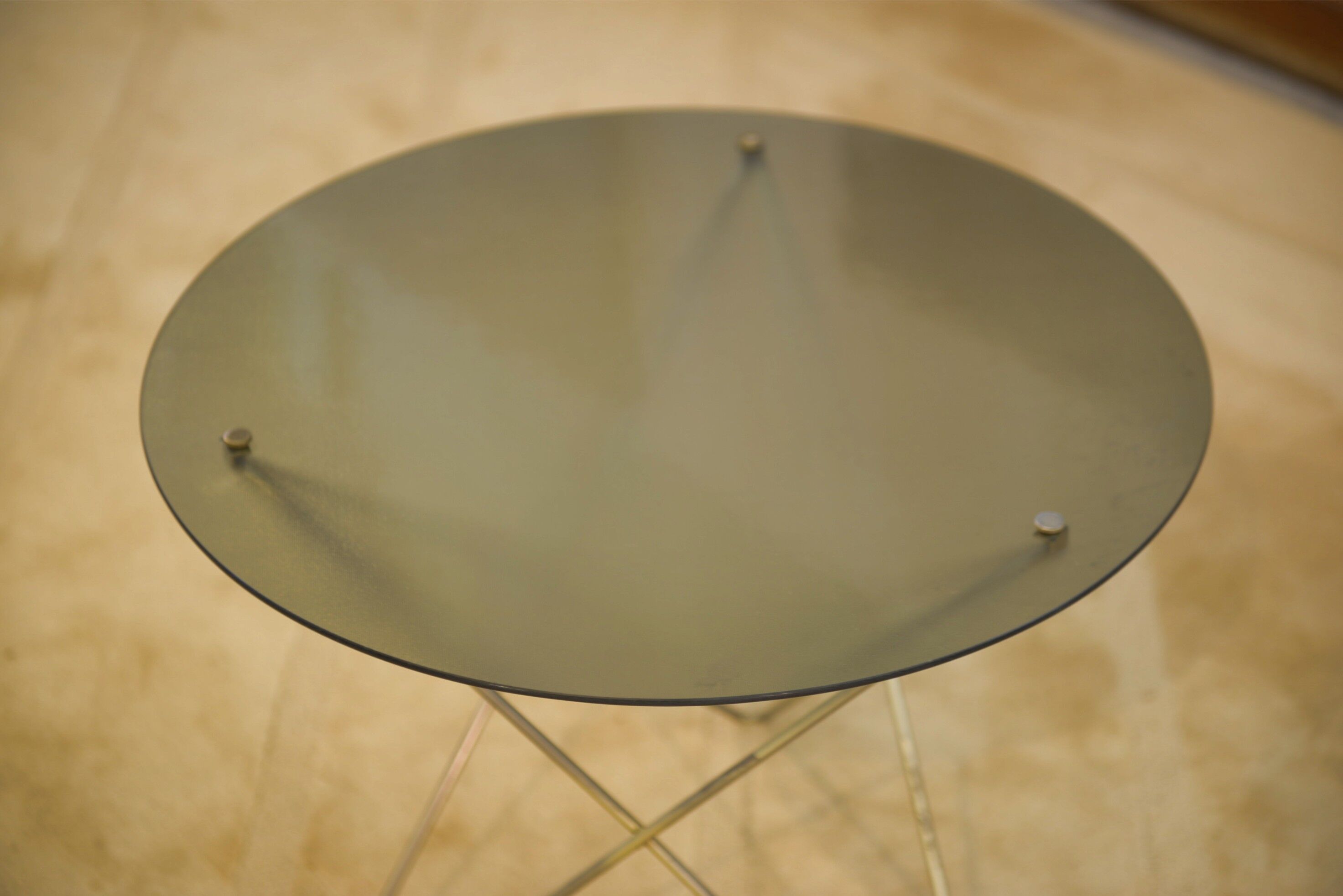 Brass and glass side table, 1960s design.