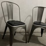 chaise TOLIX  inox et cuir