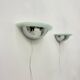 Pair of post modern wall lamps chrome and glass , 1980s