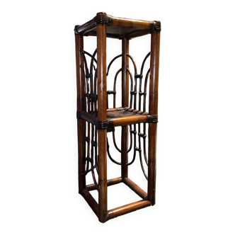 Polynesia handcrafted bamboo shelf/bookcase/side cabinet — vintage TBE