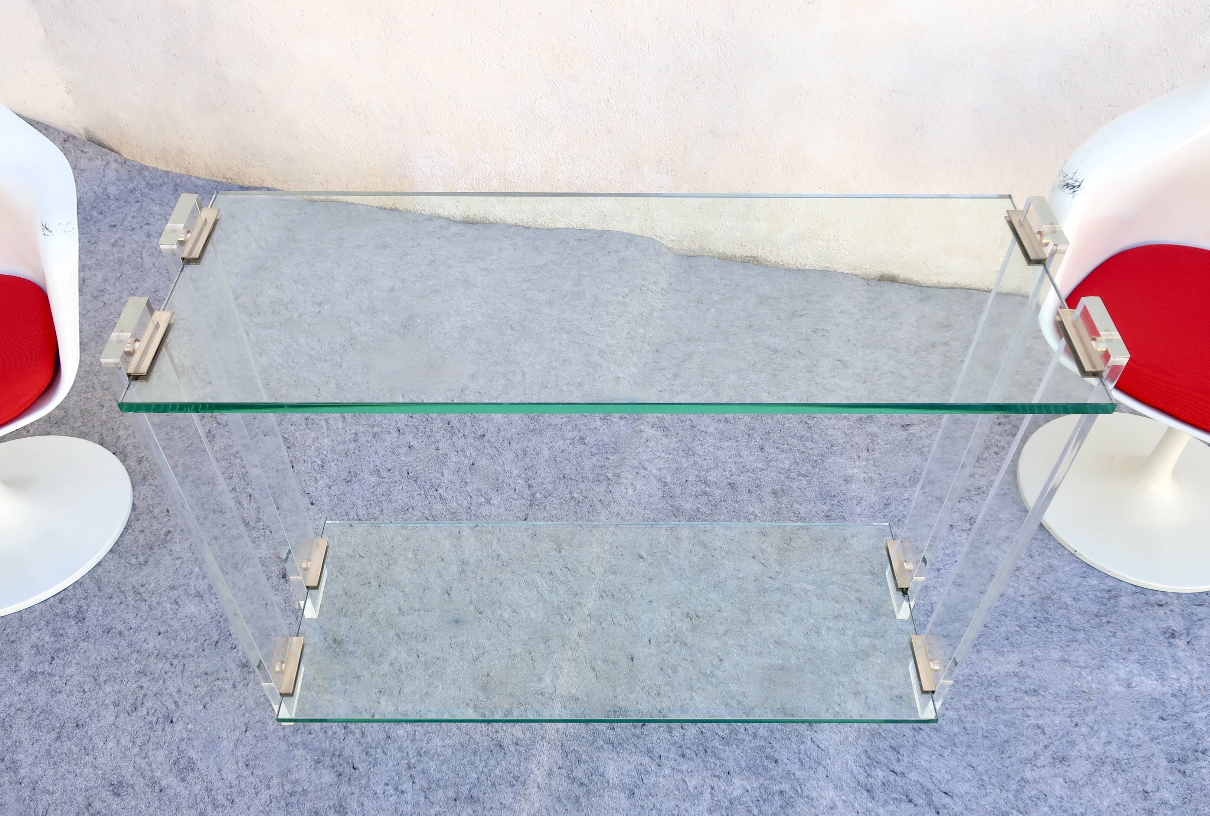 Console Design Marais International Glass and Plexiglas, circa 1980