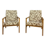 Pair of retro armchairs with floral upholstery, Czechoslovakia, 1960s