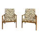Pair of retro armchairs with floral upholstery, Czechoslovakia, 1960s