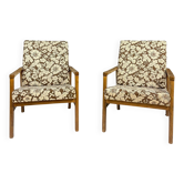 Pair of retro armchairs with floral upholstery, Czechoslovakia, 1960s