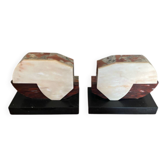 Pair of luxury art deco marble bookends
