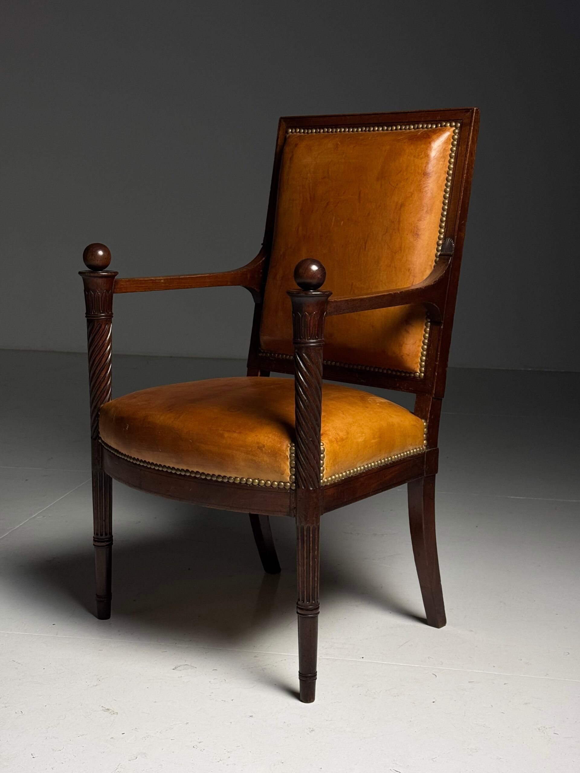 French armchair 19th century leather