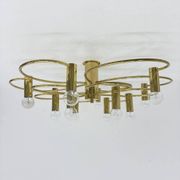 Leola sculptural brass 12-light ceiling or wall flush mount, 1970s