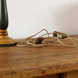 Turned wooden lamp, green and gold