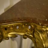 Console en bois doré et marbre XIXème