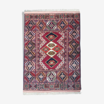 Hand made silk and wool area rug traditional tribal oriental rug- 113x174cm