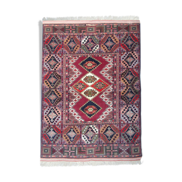 Hand made silk and wool area rug traditional tribal oriental rug- 113x174cm