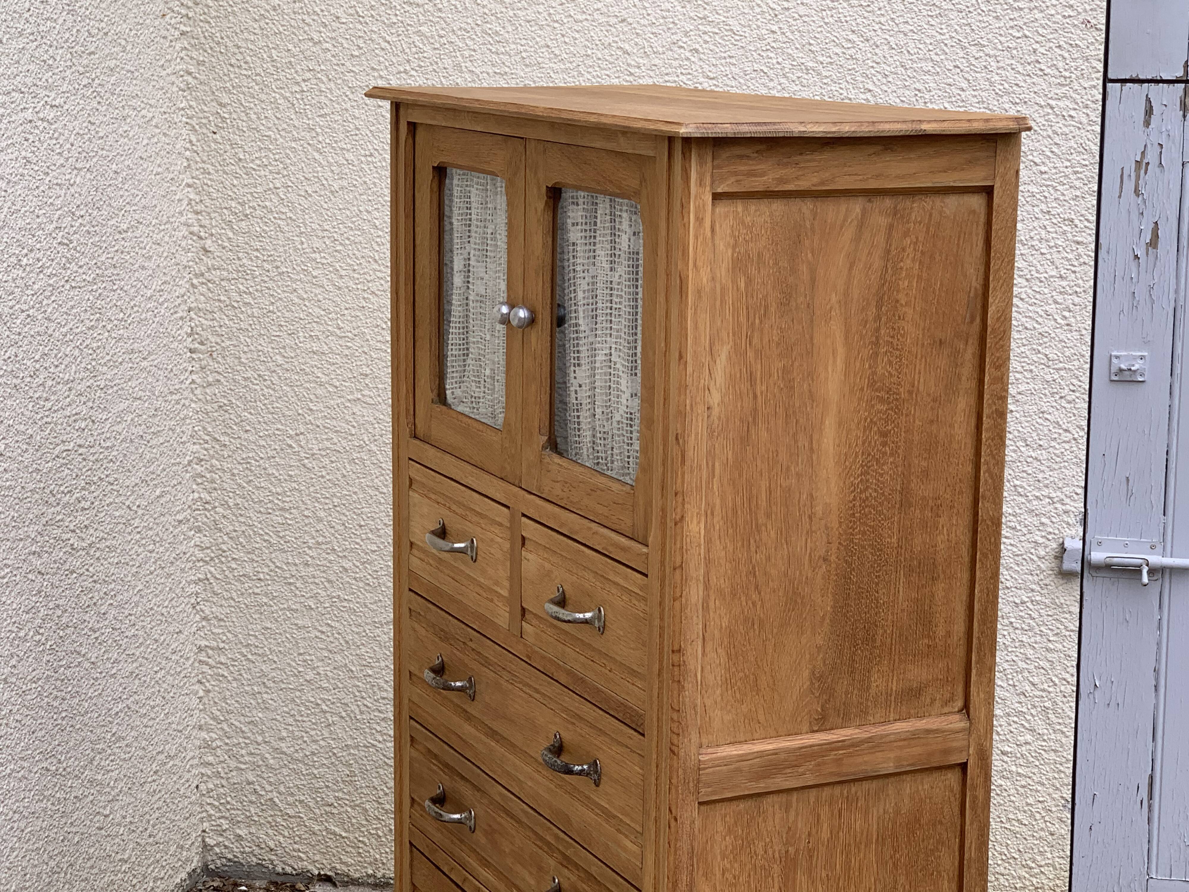 Buffet parisien vitré 1920 bois brut massif