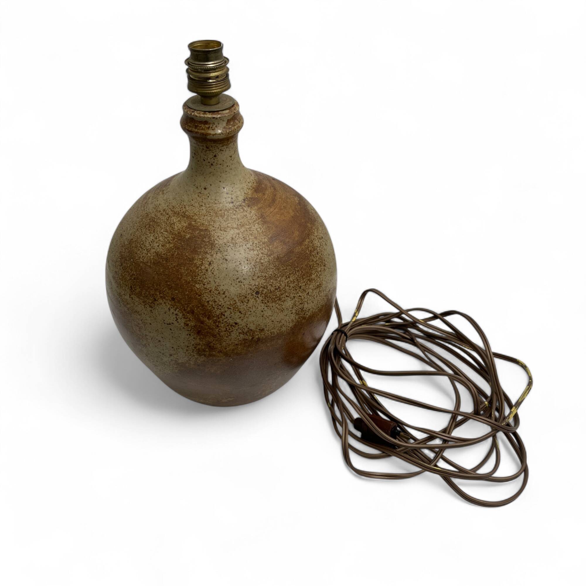 Pyrite sandstone ball lamp base, La borne Tiffoche Deblander style