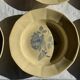 Set of 12 beige, pink, and blue deep plates from Digoin Sarreguemines, vintage.