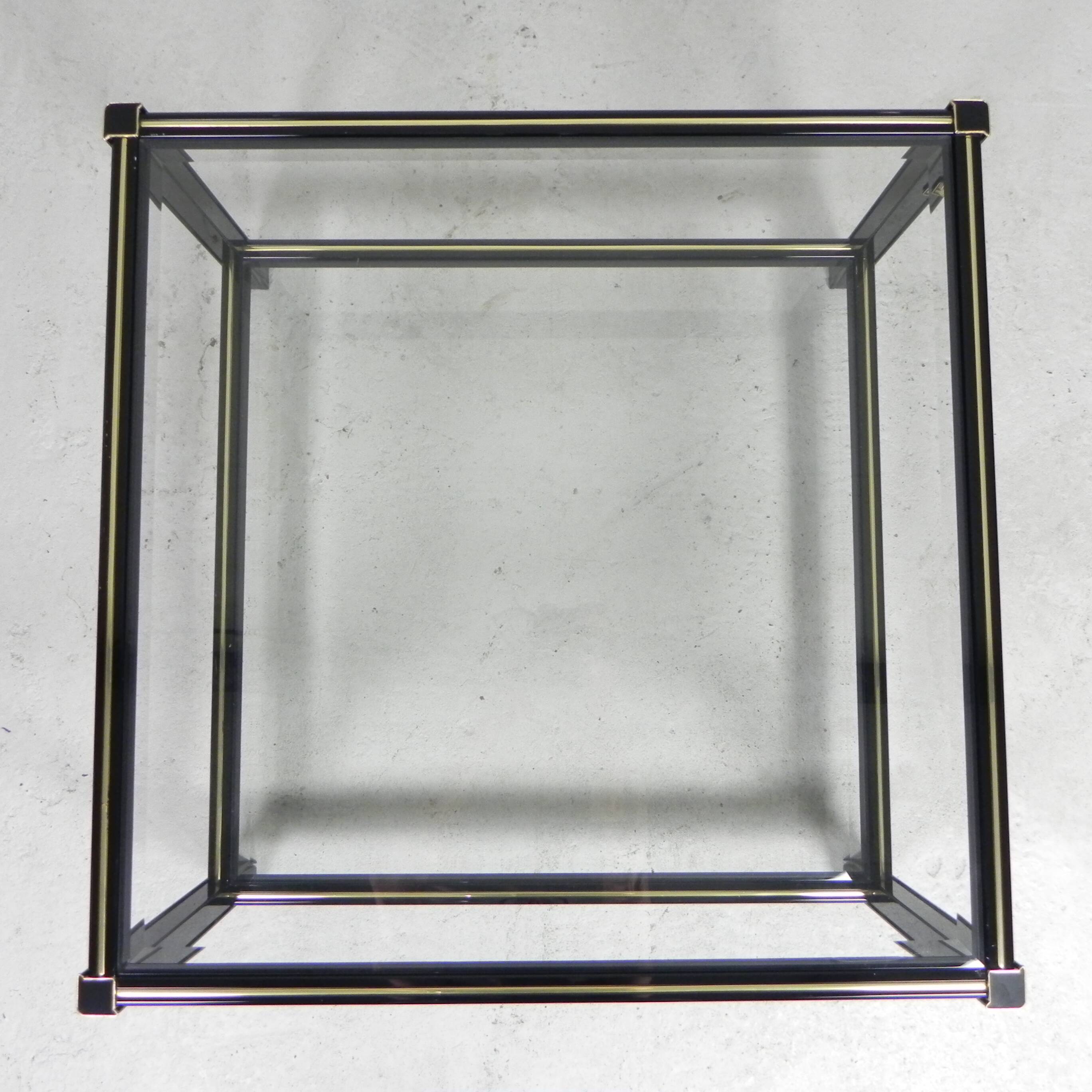 Hollywood Regency coffee table with 2 faceted glass plates, 1970s