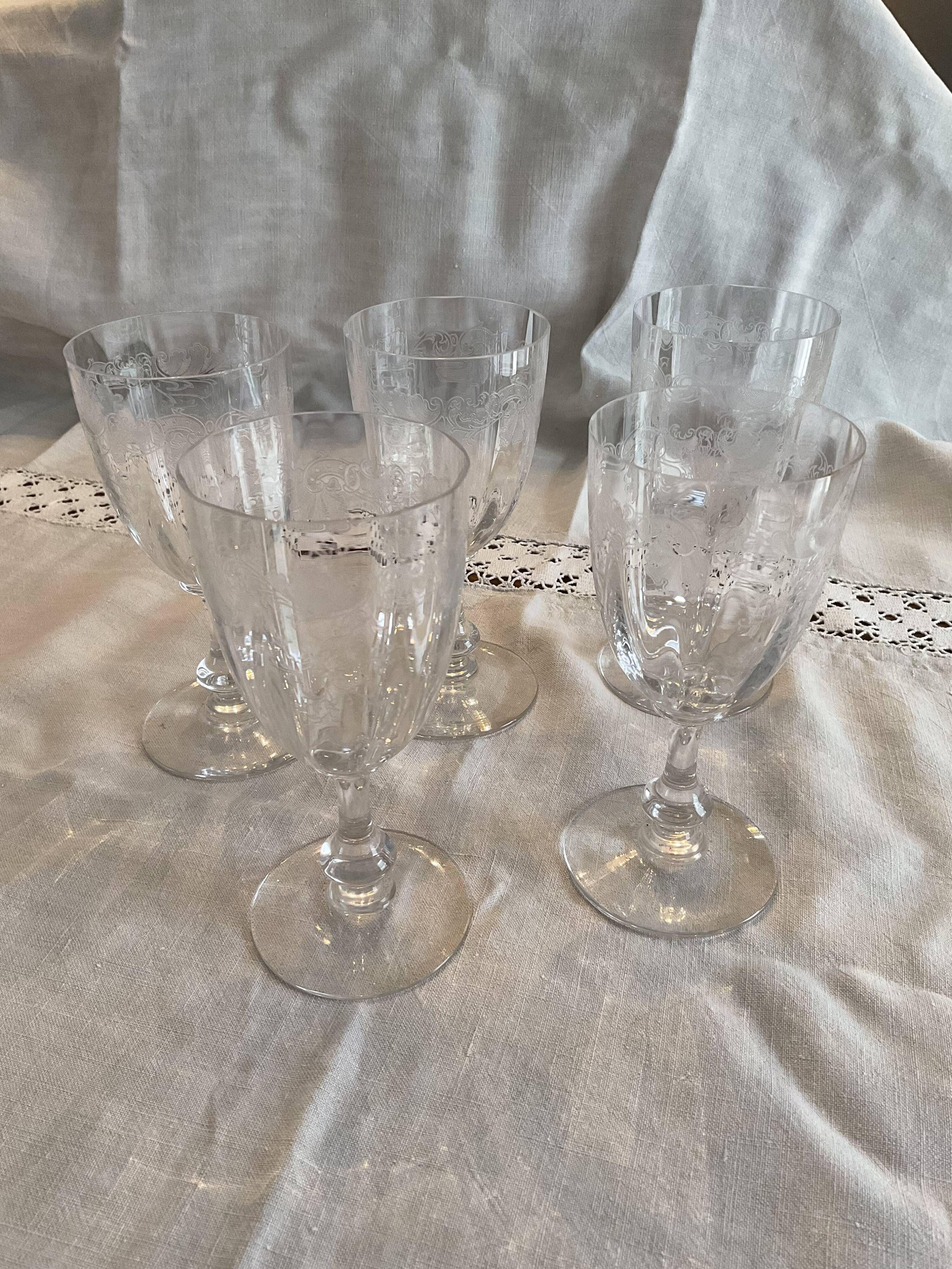 5 water glasses, Crystal Saint Louis, model Massenet with Venetian dimensions