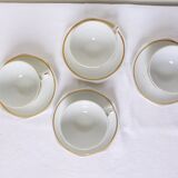 Set of 4 bistro coffee cups with gold rim
