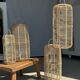 Large lantern-shaped rattan pendant lamp H50 D24